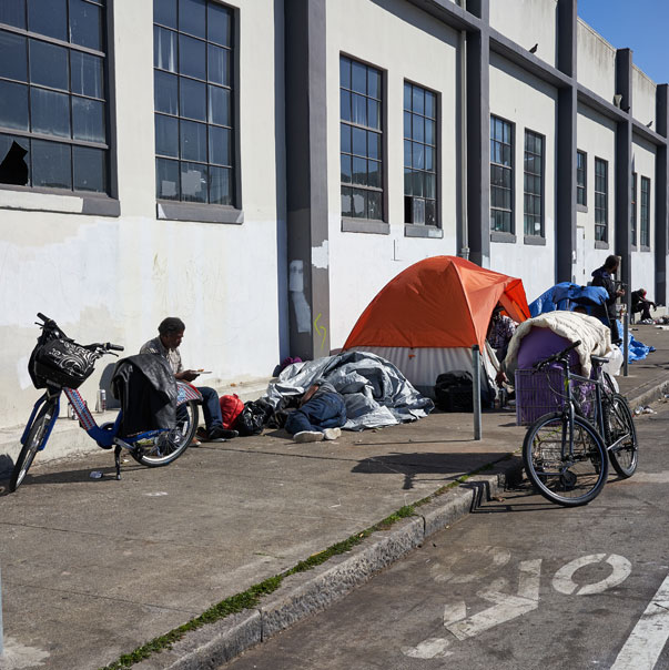 Image showing homeless people with tents